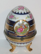 Ei Schmuckdose Porzellanei Zierdose Osterei Sammlerdose Rosen Liebespaar ma 12cm