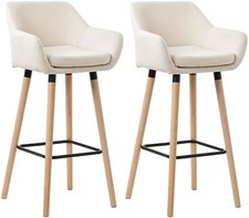 #R131841/3010 2x Barhocker Grant Stoff beige Thekenhocker Küchenhocker Hocker