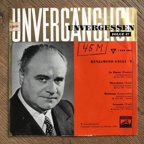 Single vinyl benjamino gigli - vinyl:,