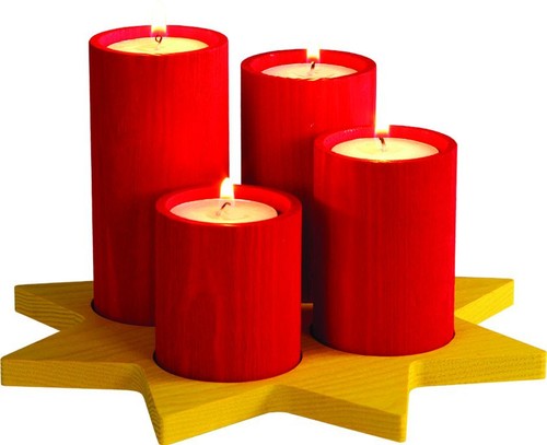 Adventskranz mit stumpenkerzen - adventskranz,