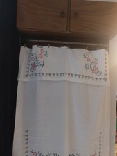 antiker Handtuchhalter Holzregal - mit Überhandtuch (Vorhang) Maße später