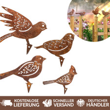 Nr2 Rostige Vögel Deko 4 Edelrost Metall Vogel Stecker GartenRostoptik Premium