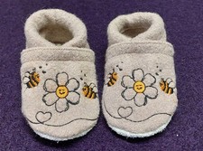 Baby Krabbelschuhe Lauflernschuhe - Bienchen  Wollwalk Ledersohle personalisiert