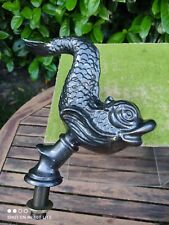 Vintage MESSING Brunnenfigur 3,4kg FISCH Wasserspeier Gartenteich Wasserspender