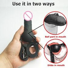BDSM Silikon Penis Offener Mundknebel Doppelendig Kopfgeschirr Fetisch Für Paare