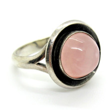 TOP DESIGNER Ring 925 Silber N.E. FROM Denmark Modernist Rosenquarz 70s Luxury