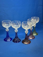 Antike Römergläser 5er Set – farbiger Fuß, geschliffen, um 1900 #05