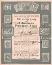 Schaubek Permanent Briefmarken-Album - 1906 - Historische Reklame ~9x11cm