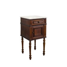 Nachtschrank Nachtkonsole antik Eiche mit weiße Marmorplatte B: 40 cm -11723