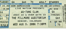 Wu-Tang Clan Concert Ticket
