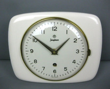 alte Wanduhr Junghans Küchenuhr Keramik Uhrwerk mechanisch Germany 50er 60er Jh.