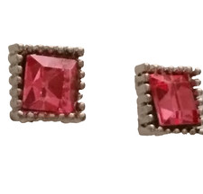 Ohrstecker Viereck pink Strass Ohrringe altsilberf Strass Ohrringe ca 8 mm