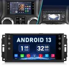 DAB+ 1+32GB Android 13 Autoradio CarPlay GPS Navi WIFI Für Jeep Wrangler III JK