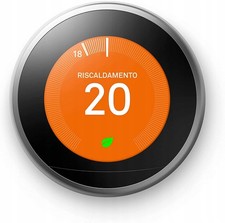 Google Nest Learning Thermostat Edelstahl Telefon gesteuert Energie sparen.