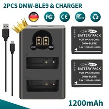 2× DMW-BLE9 BLG10 Akku + Ladegerät Für Panasonic Lumix DC-GX9 ZS70 DMC-GF3 LX100