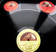 B019/ OPERNSTAR TENOR ENRICO CARUSO auf His Masters Voice-3 Stk 78rpm Schellack