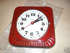 Wanduhr Küchenuhr Keramik Quartzuhr Uhr Rot- H 4-125 /51 - ca.70er Jahre Vintage