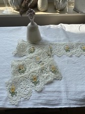 alte Gardine Spitze Borde Spitzenabschluß, echt Shabby Chic mit Glitzer