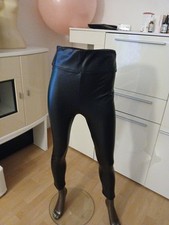 Damen Kunstleder Hose schwarz