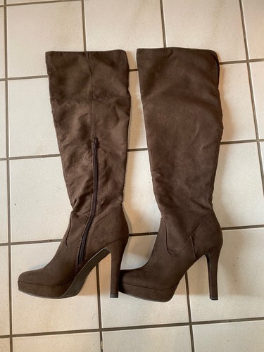 Braune wildleder overknee - braune,