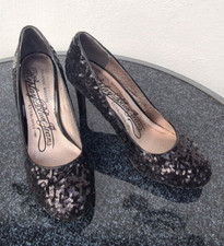 Replay-Blue Jeans-High Heels Schwarz mit Pailletten Größe 39