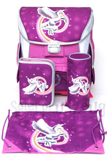 Schulranzen-Set 4-tlg Pink Lila Mädchen Ranzen Rucksack Strass Glitzer Pegasus