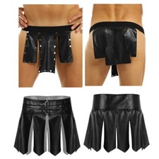 Herren Kunstleder Minirock Gladiator Rock Schottisch Kilt Röcke Clubwear Kostüm