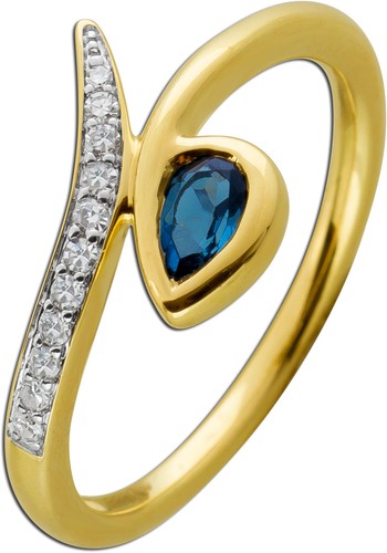 Blautopas ring gelbgold 585 - ring,
