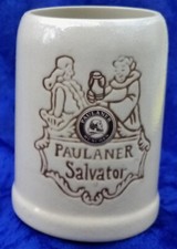 Alter Bierkrug Steingut Paulaner München Paulaner Salvator 0,25 Liter
