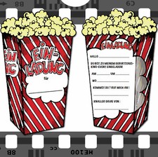6 EINLADUNGSKARTEN KINO Kindergeburtstag Kinder Party Einladungen Einladungsset