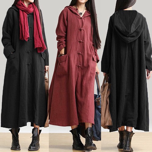 Langarm damen leinen mantel - langarm,