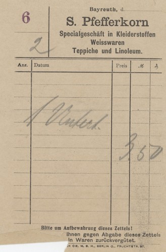 Rechnung pfefferkorn bayreuth - rechnung,