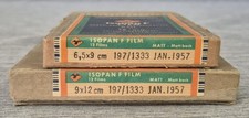 2x Agfa Isopan F Film Planfilm 6,5x9 & 9x12 VEB Filmfabrik Wolfen 1957 DDR ALT