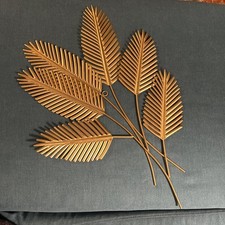 Blätter Wandkunst Gold H63cm 3D Metallbild Wandbild Metall Wanddeko Floral Deko