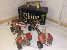 Rollschuh antik sehr alt holz Schuhputzer Kiste Antiquitäten deko Dachboden fund