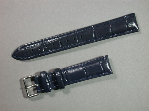 Echt leder uhrenarmband blau - leder, d-blau