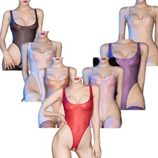 Damen Nachtwäsche Valentinstag Trikot Shapewear Bodysuit Kontrolle Glossy Bauch