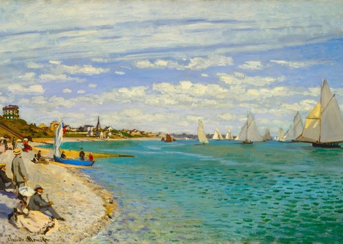 Monet strandszene wandbild - strandszene,