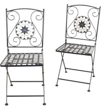 2er-Set Gartenstühle "Bamberg", Metallstühle 2Stück, klappbar