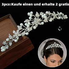 3X Strass Perlen Diadem Tiara