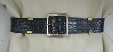breiter Gürtel SEPCOER echt Krokodilleder, Aligator,  vintage schwarz