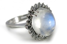 Ring Mondstein 22 Brillanten 0,25 ct W/vs 750 Weißgold [BRORS 11493]