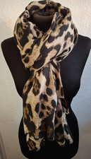 Übergangsschal Herbst  Leo  Leomuster Schal Stola Tuch taupe braun schwarz neu