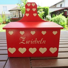 Zwiebelbehälter Zwiebelkasten Wandbehälter Holz rot Vorratsbehälter Aufbewahrung