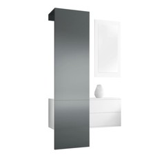 Garderobenset Flur Garderobe Diele Carlton Set 2 Weiß - Hochglanz & Naturtöne