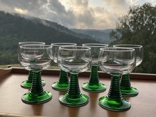 7 Weingläser Römer Luminarc France grüner gerillter Stiel  11 cm hoch neuwertig!