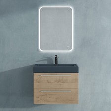 Waschtisch mit Unterschrank Badmöbel Set  mineralguss Waschbecken in Anthrazit