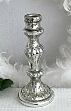 Kerzenleuchter Kerzenständer Kerzenhalter Bauernsilber Glas Silber, 20 cm