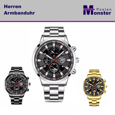 Armbanduhr Herren Uhr Quartz Edelstahl  Business Modern Silber Gold Schwarz, Neu