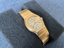 🇩🇪Top Rarität Luxus Aigner Hufeisen Armband Uhr Stahl Gold Treasure Coll. 1985
